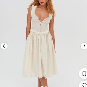 For Love And Lemons Cream Morgan Midi Dress